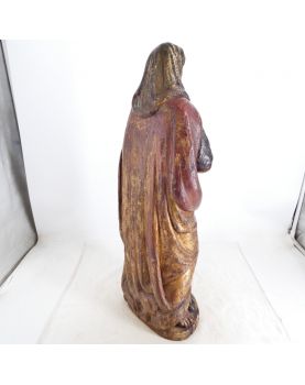 Vierge à l’Enfant 18ème en Bois Polychrome