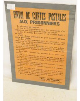 Affiche Informative Envoi de Carte Postale 1915