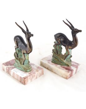 Pair of Animal Bookends on Marble Base
