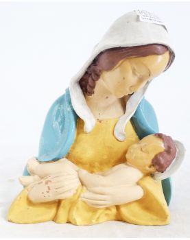 Virgin and Child in Polychrome Terracotta Signed