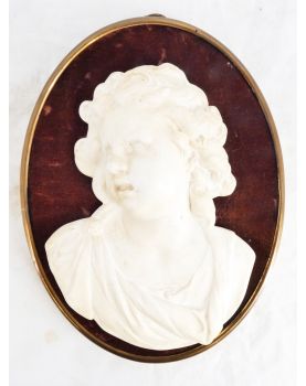 Portrait Médaillon en Plâtre sur Fond en Velours