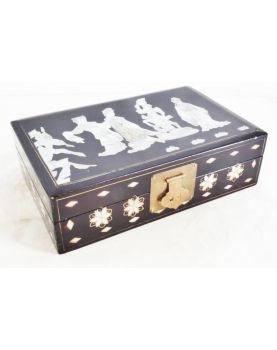 Lacquered and Mother-of-Pearl Box with Velvet Interior