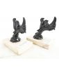 Pair of Bookends Decorated with Art-Deco Birds Signed FRECOURT