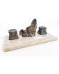 Art Deco Inkwell Decor with Fish in Regulate and Marble Base