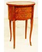 Oval Bedside Table Inlaid Rosewood 2 Drawers Curved Feet