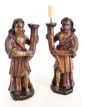 Pair of 18th Century Carved Wood Candlesticks
