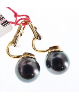 Pair of Earrings in 18K Tested Gold and TAHITI Pearls 4.87 Grams Raw