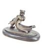 Small Bronze Sled Skater Subject on Oval Marble Base