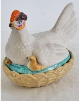 Polychrome Biscuit Hen Decor Candy Box