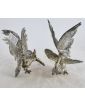 Pair of Roosters in Silver Bronze