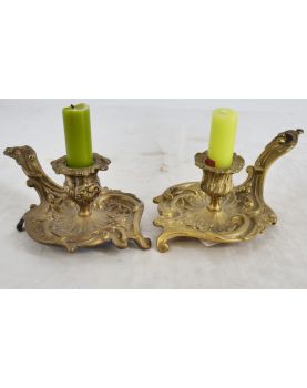 Pair of Bronze Handmade Candlesticks