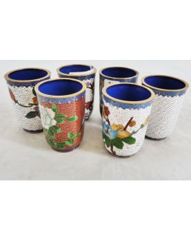 Set of 6 Chinese Cloisonné Goblets