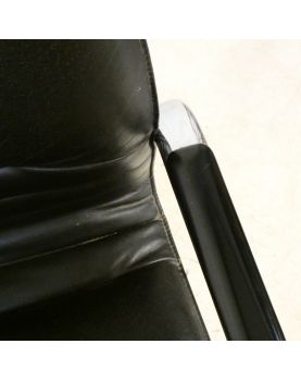 Pair of Armchairs in Black and Metal leather