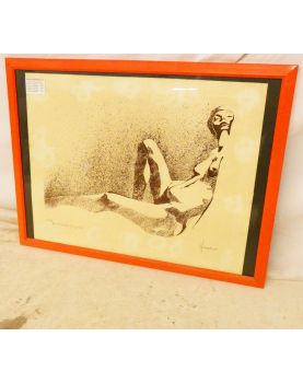 Original Nude Lithograph Frame by M. AUDIARD
