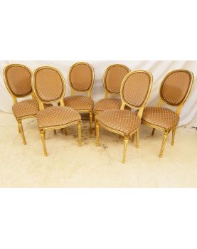 Set of 6 Medallion chairs Seat Velours Rose