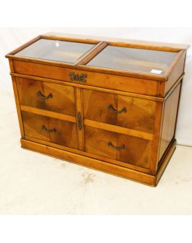 Presentation Display Cabinet in Walnut and Cherry 2 Doors 1 Drawers with Key
