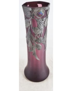 Purple Vase with Pewter Trim