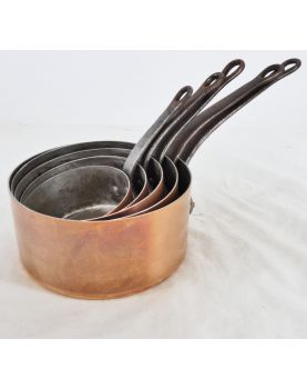 Series of 5 Copper Saucepans HAVARD