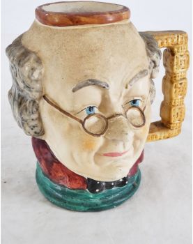 Decorative Mug of a Man's Head in Polychrome Plaster
