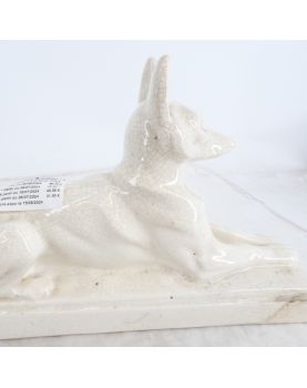 Cracked Earthenware Fox with Restored Base