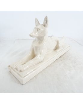 Cracked Earthenware Fox with Restored Base