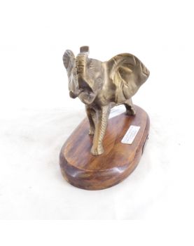 Bronze Elephant on Wooden Base