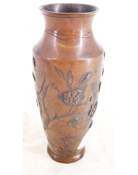 Small Patinated Copper Regulate Vase Relief Decor