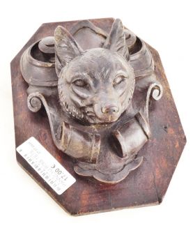 Bas Relief Panel with Wooden Fox Head
