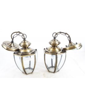 Pair of Beveled Glass Lanterns