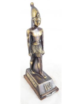 Statuette Égyptienne en Bronze sur Socle en Bois