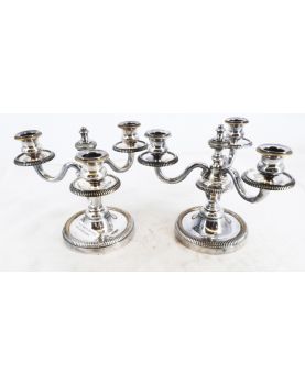 Pair of 3 Branch Candlesticks in Silver Metal