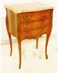 Inlaid Bedside Table 3 Drawers Marble Top Curved Feet