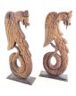Pair of Asian Dragon Subjects in Carved Wood