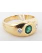 18K Gold Emerald and Diamond Eagle Head Ring 8.32 Grams